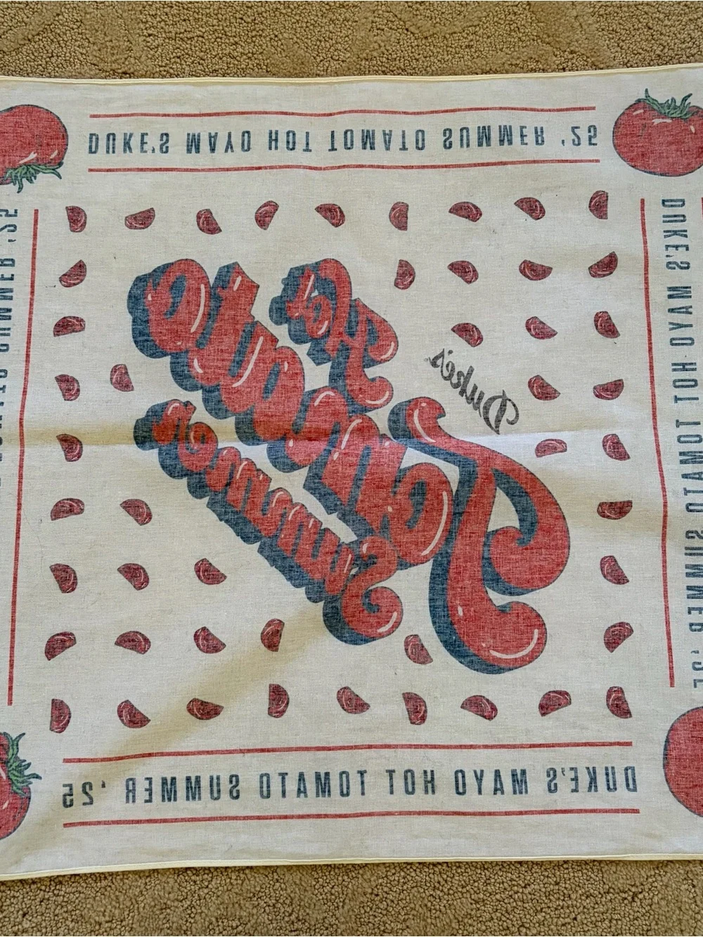Duke’s mayonnaise promotional hot tomato, scarf bandanna